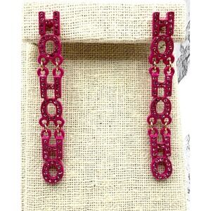 Carole Inc Pink Rhinestone HO HO HO Christmas Dangle Earrings NOC